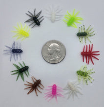 Load image into Gallery viewer, 0.75" ice spiders, soft plastic bait, many colors