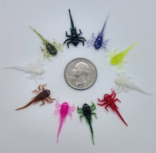 Load image into Gallery viewer, 1" spider mites, many colors, ice fishing soft plastic