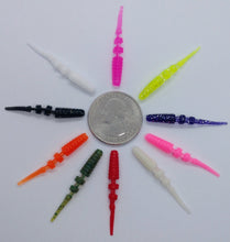 Load image into Gallery viewer, 1.4" skeleton worms, variety of colors, ice fishing soft lure
