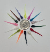 Load image into Gallery viewer, 1" Ice stingers, many colors, ice fishing soft plastic, Digger's Jig Tails