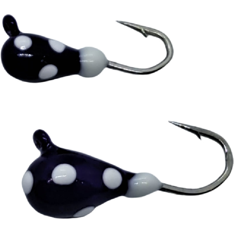 Purple/white glow dot tungsten jig, two sizes available