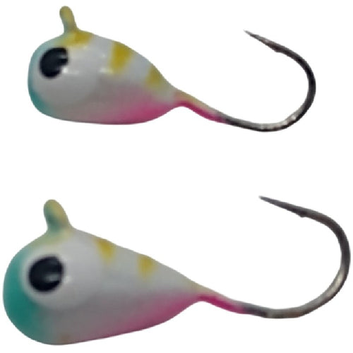 Clown Glow tungsten jigs, 3mm and 4mm sizes